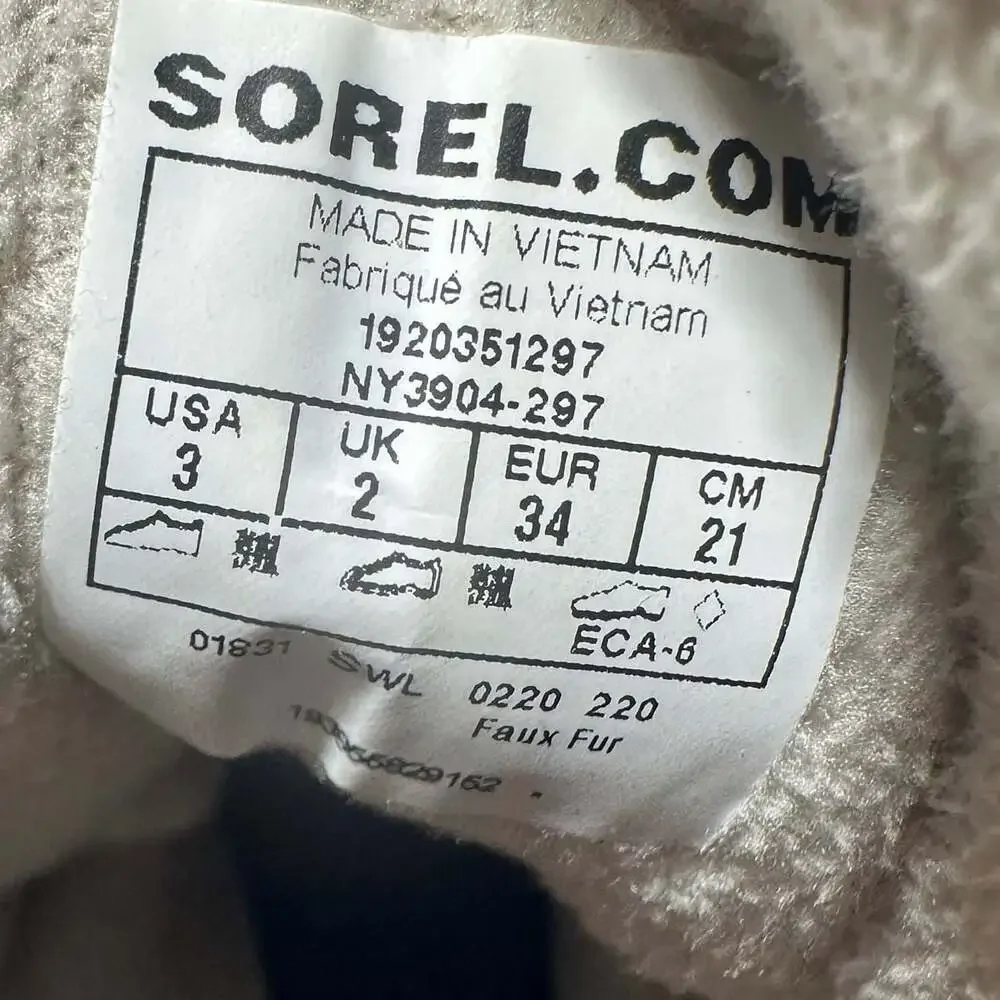 Sorel Explorer Joan Waterproof Kids Winter Boots Faux Fur Suede Youth 3 EU 34